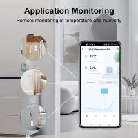 Sensor De Temperatura Y Humedad WiFi Tuya Blanco Para Casa Inteligente Batería Poderada Monitoreo Por APP Alexa Google - details 1