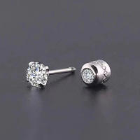 Pendiente De Acero Inoxidable Doble Cristal Circonia Estilo Coreano Para Mujer Pendiente De Cierre De Tornillo Joyería Corporal Antialérgica - details 8