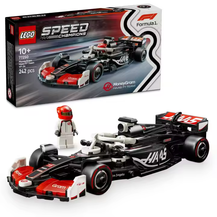 LEGO 77250 Speed Champions Coche de Carreras MoneyGram Haas F1 Team VF-24, Vehículo de Juguete con 1 Minifigura de Piloto de Fórmula 1, Regalo Coleccionable para Niños y Niñas de 10 Años o Más - 1