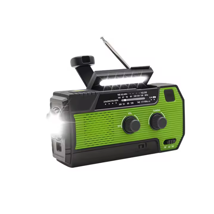 Banco de Energía de Radio Meteorológico de emergencia, manivela Solar de 4000mAh, Carga USB, FM AM WB NOAA, Radio de emergencia, Alarma SOS, Indoor LED, portátil Solar DE EMERGENCIA recargable - 1