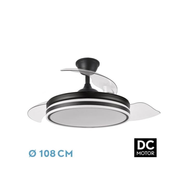 Fabrilamp - Ventilador Bayomo 72w 7200lm Negro 3 Aspas Desp. 32/47x49/108d.3 Color.motor Dc.remoto — oferta en Miravia