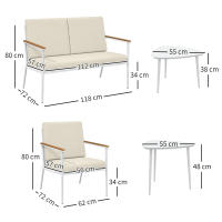 Outsunny Conjunto de Jardín Exterior 5 Piezas Muebles Jardín Exterior con 1 Sofá de 2 Plazas 2 Sillones y 2 Mesas de Centro con Tablero de Vidrio Templado Cojines Lavables Beige - details 2