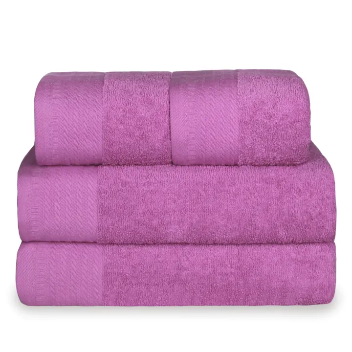 Juego de Toallas 2Baño+2Mano de 500 gsm 100% Algodón. Palck de 4 unidades. Ideal para baño, Casa, Hotel, Piscina, Toalla para Playa. Resistentes, Suaves y Absorbentes. - 1