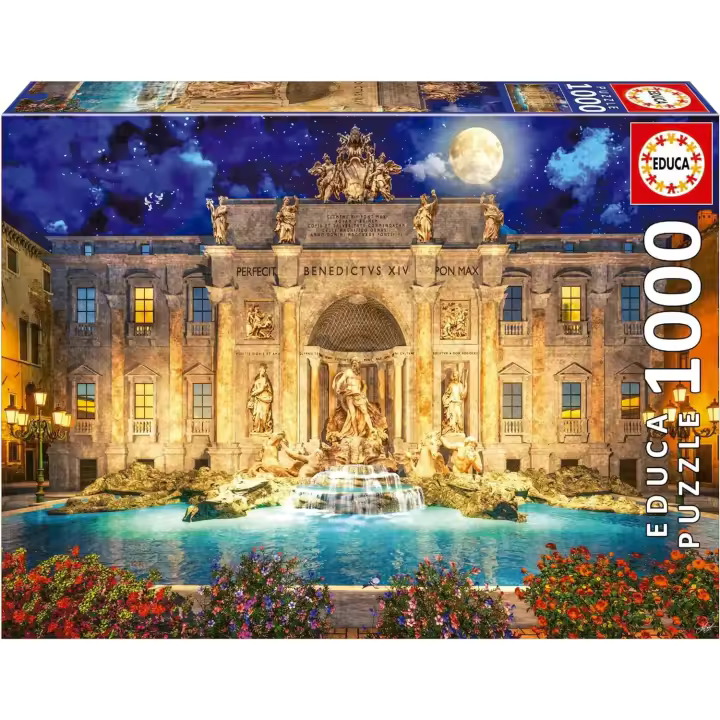 Educa - Fontana di Trevi, Roma  Puzzle de 1000 Piezas para Adultos. Medidas: 68 x 48 cm. Incluye Cola Fix Puzzle. A Partir de 14 años (19923) - 1