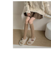 Calcetines Largos De Piel De Rodilla Para Mujer Estilo Japonés Nuevos Para Otoño E Invierno Tejidos En Espandex Y Algodón Con Rayas Doble Agujero Para Calor - details 10