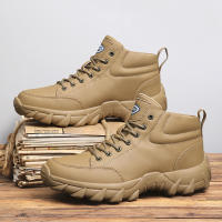 Zapatos De Correr Para Hombre Antideslizantes Hechos a Mano En Cuero Casual Botas De Tobillo Transpirables Zapatillas De Caminar Con Cordones Ligeros - details 8
