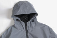 Chaqueta Reflectante Nocturna Para Hombres Con Capucha Y Cierre De Cremallera Impermeable Y Doble Tela Windbreaker Estilo Hip Hop Coreano - details 6