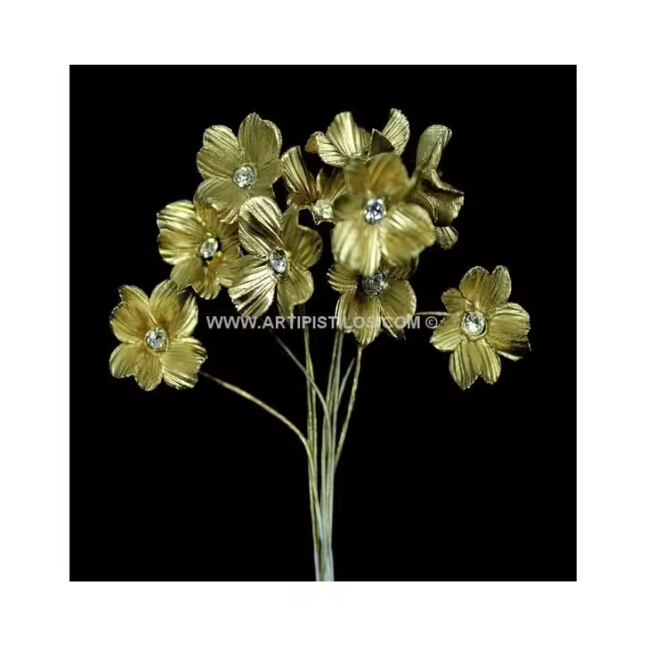 Flor de Porcelana Fría Cuatro Hojas con Cristal - Decoración Elegante - 1