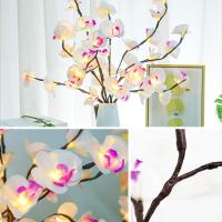 Lámpara De Árbol De Orquídea Mariposa Blanca Y Morada Con Luces LED Pilotadas Por Baterías Decoración Romántica Para El Hogar Y Habitaciones - details 3