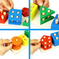 Juguetes Educativos De Madera Montessori Para Bebés Y Niños Menores De 6 Años Organizador De Formas Y Colores Bloques De Puzle Grandes De Geometría Para Niños - details 6