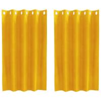 Cortinas Opacas de vidaXL con Ojales 2 pcs Amarillo Mostaza Terciopelo - details 1