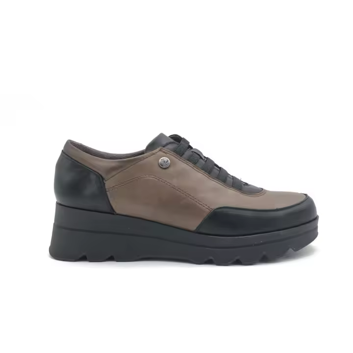 Blucher Pitillos para mujer, mod.5355, Blucher cordón elástico Pitillos negro y kaki fabricado en España - 1