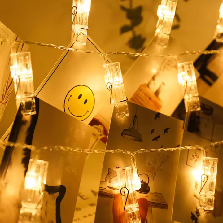 Luz De Cadena LED Para Fotos Y Decoración Navideña 1.5M/3M/6M Con Clips Fairy Operada Por Batería Para Bodas Y Fiestas - 1