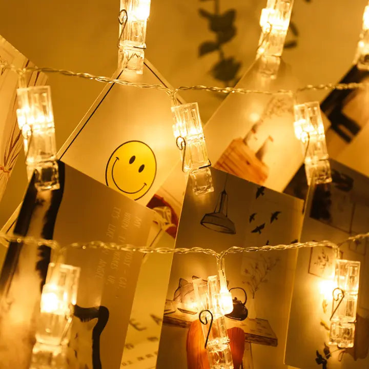 Luz De Cadena LED Para Fotos Y Decoración Navideña 1.5M/3M/6M Con Clips Fairy Operada Por Batería Para Bodas Y Fiestas - 1