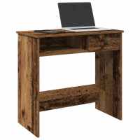 vidaXL Escritorio de madera contrachapada 80x40x75 cm en color Roble ahumado/Negro/Marrón roble y más | estructura resistente ideal para salón dormitorio o estudio - details 3