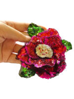 1 Pieza Patch De Rosa 3D Con Lentejuelas Rojas Para Moda Aplicación Brillante En Ropa DIY Parche Floral Para Adultos - details 3
