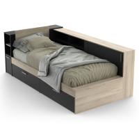 Miroytengo Cama Life Individual Con Almacenaje Dormitorio Juvenil Negro Y Roble Kronberg 90x190-200 Cm - details 0