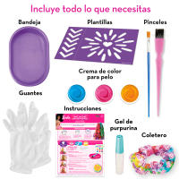 Barbie - Set mechas multicolor con plantillas, cremas para el pelo, recipiente, pincel, guantes, gomina y coletero tie dye - details 5