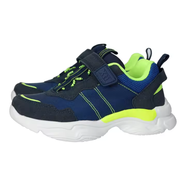 Deportivos marca XTI para niño en color marino. Deportivas para niños, con velcro y cordones elásticos, ligeros y cómodos, en colores azul marino y verde - 1