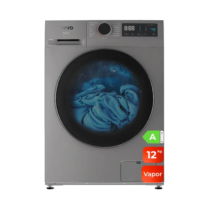 EVVO Lavadora 12 kg carga frontal Nature 12, 1350 rpm, Clase energética A, Motor Inverter, tambor diamante ePROTECT, Vapor Steam Wash, Lavado Rápido 15', Hygiene Pro - 1