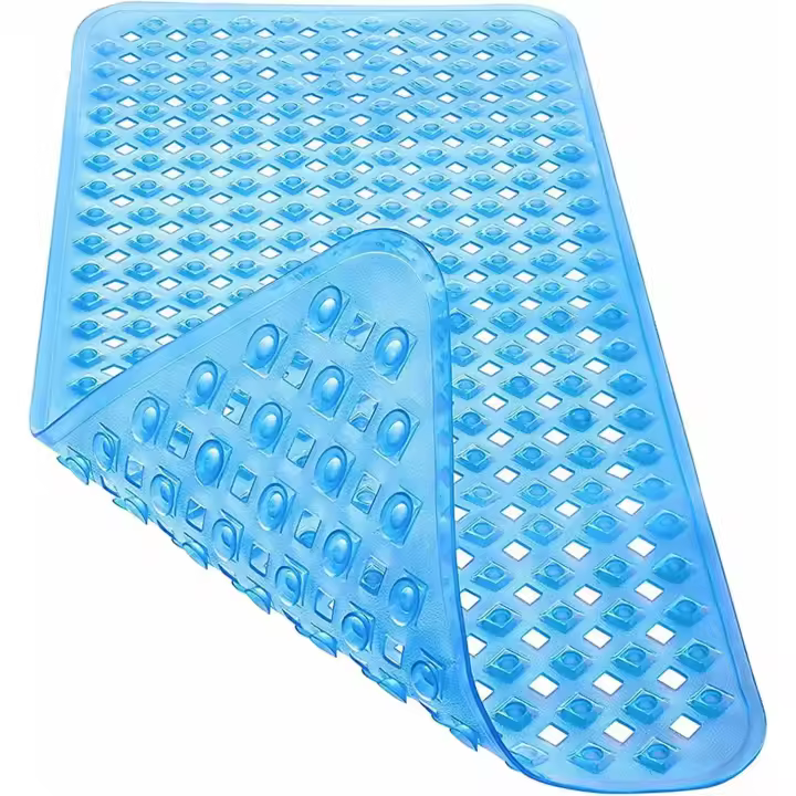 Alfombrilla de baño antideslizante 88x40 cm, Alfombra para ducha o bañera, 260 ventosas, secado rápido, resistente al moho, ideal para niños y ancianos (Color Azul) - 1