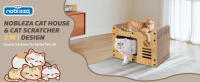 Nobleza - Rascador de Cartón para Gatos con Juguete de Bola y Catnip, Casa para Gatos Cartón Grande, 47.5x25x32.5 cm - details 0