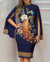 Vestido Bodycon Elegante De Mujer Con Fork Largo Manga Flare Estilo Vintage Para Otoño Vestido De Trabajo Y Fiesta Slim A-Line V-Neck Polyester - details 3