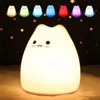 Lámpara De Noche De Gato Lindo En Silicona Con Sensor Táctil 7 Colores Luz De Dormir Para Decoración De Habitación Infantil Y Adultos - details 7