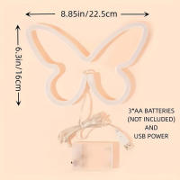 2pcs Luz De Mariposa Neón Con Logo USB/Batería Para Decoración De Pared Del Dormitorio Regalo De Cumpleaños Bodas Y Negocios Moderno Estilo LED No Dimmable Material ABS - details 2