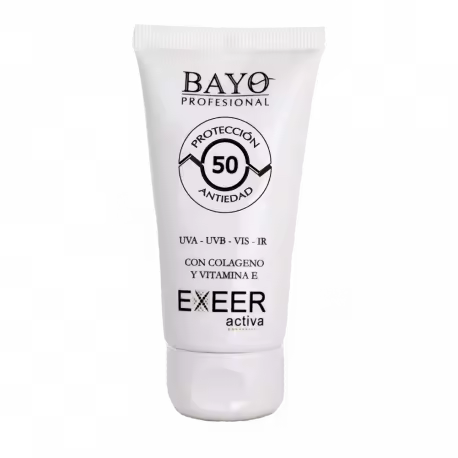 BAYO PROFESIONAL Protección Solar Antiedad SPF 50 con filtros orgánico e inorgánicos. Con vitamina E y colágeno 50ml. - 1
