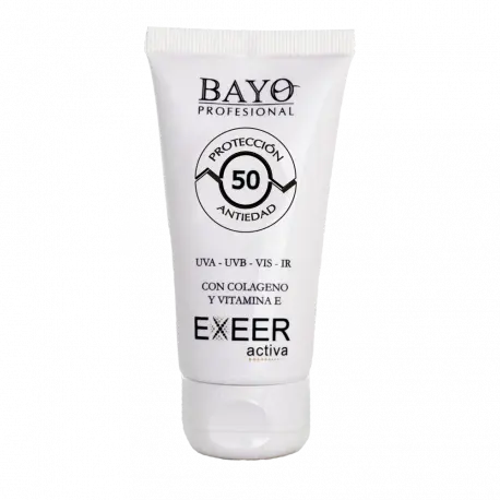 BAYO PROFESIONAL Protección Solar Antiedad SPF 50 con filtros orgánico e inorgánicos. Con vitamina E y colágeno 50ml. - 1