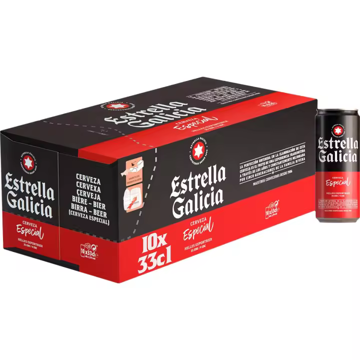 ESTRELLA GALICIA Cerveza rubia especial pack 10 latas 33 cl Y 3 PACK 30LATAS 33CL - 1