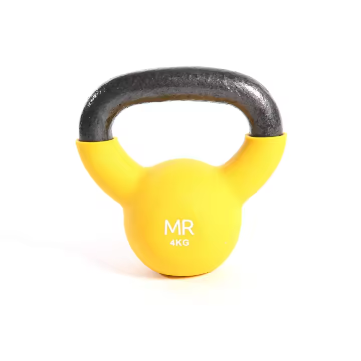 Rebecca Muebles Kettlebell Peso Hierro Neopreno Amarillo Negro Home Gym 4 kg - 1