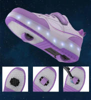 Zapatillas De Rodilleras Para Niños Y Niñas Con Luces LED Rosa Moda Zapatos Rollers Para Niños Y Niñas Transpirables De Cuero Con Almohadilla De Algodón Para Todas Las Estaciones - details 1