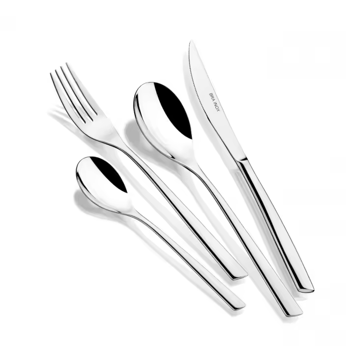 Bra - Juego Cubertería Bari, De 24 y 75 Piezas, Diseño Elegante, Acero Inoxidable Pulido Brillante, Apto Lavavajillas - 1