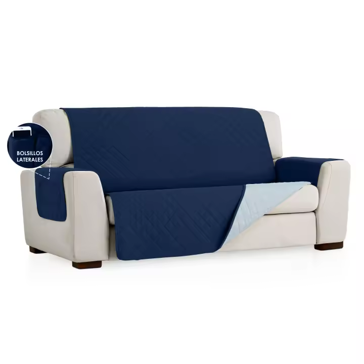 HOMESOL®  Cubre Sofa Con Bosillos Laterales Reversible Bicolor- Protector Sofá-Acolchado Sofá-Fácil de Limpiar y Transpirable-fundas de sofa/funda sofa chaise longue/funda sofá/funda sofa 4 plazas/mantas de sofá/cojines para el sofa/puff con relleno - 1