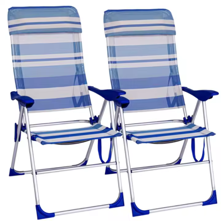 LILI HOME 🌊 Pack 2 Sillones Reclinables Sailor – 5 Posiciones - Estructura de aluminio - 61 x 66 x 110 cm ¡Y más modelos para elegir! Es perfecto para disfrutar de la playa, camping, jardín o terraza con máximo confort. Su diseño ergonómico, - 1