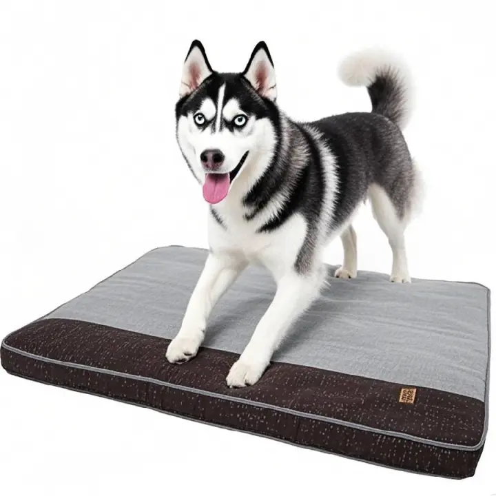 Cama tipo jaula para perros, cálida, gris, marrón, para perros medianos y pequeños, con funda impermeable extraíble, lavable a máquina, de felpa, color azul. - 1
