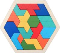 Juego De Rompecabezas Hexagonal Alien Tangram Bloque De Puzzle Clásico Para Niños Juguetes Educativos De Madera Unisex - details 23