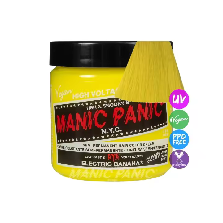 Manic Panic Tinte Semi-Permanente Classic Electric Banana 118 ml – Amarillo Neón Intenso, Vegano y Cruelty Free - 1