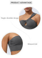 Sudadera Deportiva Para Mujer Con Almohadillas Medio Soporte Hombro Único Yoga Fitness Running Ropa De Gimnasio - details 1