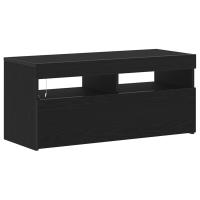Mueble para TV vidaXL con luces LED, negro y de roble, mide 90x35x40 cm y está hecho de madera elaborada - details 1