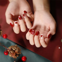 Juego De 24 Uñas Postizas De Acrílico Navidad Con Hojas Plateadas Falsas Uñas Cortas Francesas Adhesivas Removibles Para Fiesta - details 18