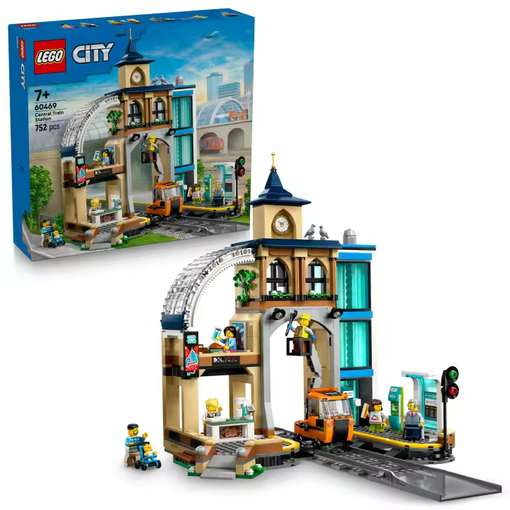[PREVENTA] LEGO® City Estación Central de Ferrocarril Set Para Fans de los Juguetes de Construcción, Vehículos Sobre Raíles y Juego Imaginativo, Automotor con Plataforma Elevadora 60469 - 1