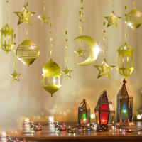 Decoración De Fiesta Aladdin Con Lámpara De Estrella Dorada Y Crescent Moon 16pcs Guirnalda De EID Ramadan Banderín Colgante Para Cumpleaños Y Fiesta De Eid - details 3