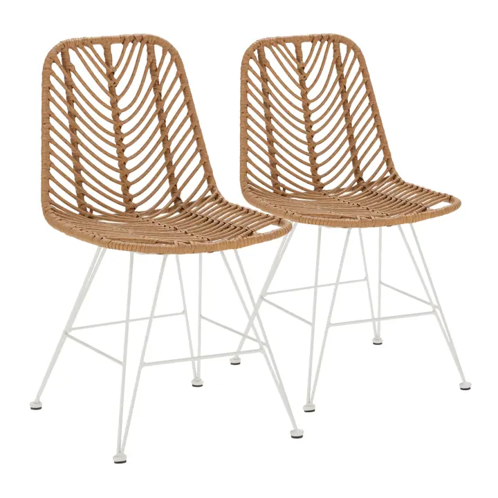 VS Venta-Stock Pack 2 sillas de comedor o jardín Emi Ratan/Blanco - 1