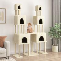 vidaXL Rascador para Gatos con Postes de Sisal Árbol Torre de Escalada Color Crema,  Gris claro,  Gris oscuro y mas - details 0
