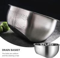 Colador de acero inoxidable Colador de cocina Tazón de frutas vegetales Cesta de drenaje Colador de pasta Cesta de lavado para arroz Fideos de espagueti Drenaje de alimentos 26Cm - details 2