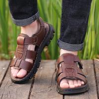 Sandalias Para Hombre Nuevas Zapatillas De Playa Cuero Tacones Antideslizantes Y Gruesos Verano Sandalias De Cuero Para Exteriores - details 1