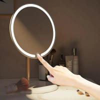 Espejo De Maquillaje Portátil Para Escritorio Con Temperatura De Color Infinita 3 Luces Giratorio 90 Grados Luz Botón Perfecto Para Viajes - details 10